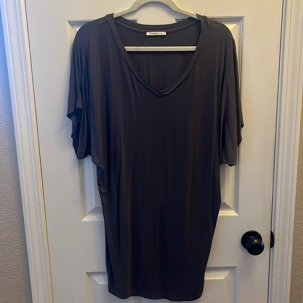 Sivana bamboo dolman tunic top- slate grey